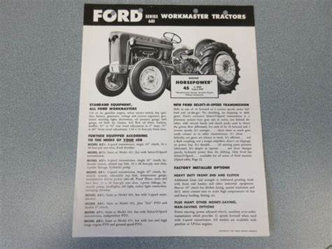 ford  workmaster farm tractors sheet lw ebay