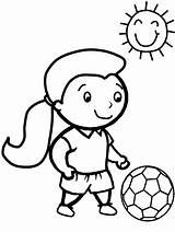 Soccer Girl Coloring Playing Sun Under Little Pages Printable sketch template