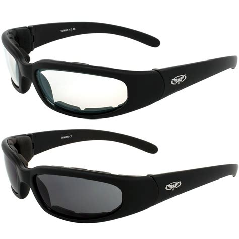 2 Black Frame Motorcycle Riding Glasses Sunglasses Day And Night Smoke