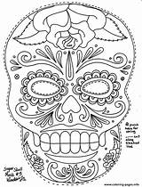 Coloring Skull Sugar Adult Simple Pages Printable sketch template