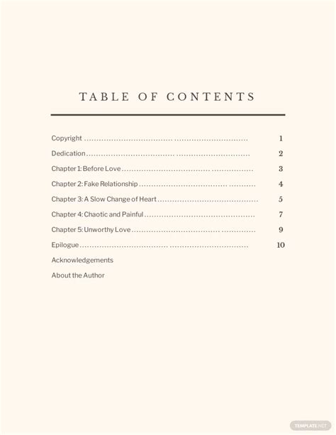 table  content ideas examples