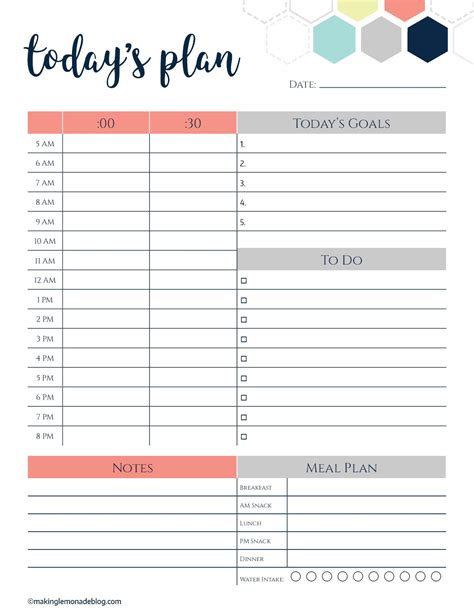 printable daily planner  minute intervals  printable