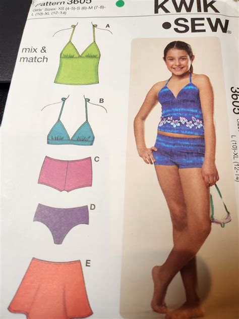 Kwik Sew Girls Swimsuit Pattern 3605 New And Uncut Etsy