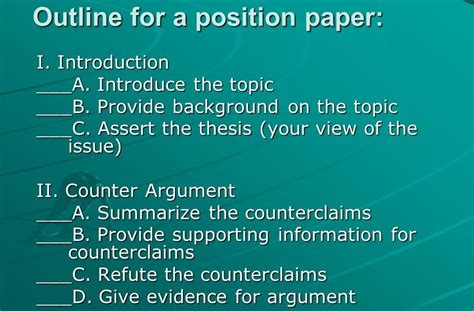 position paper outline research paper outline instructions