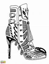 Coloring Pages High Heel Shoe Adults Adult Shoes Heels Kids Drawings Colouring Printable Drawing 70s Color Draw Kiddycharts Fashion Print sketch template