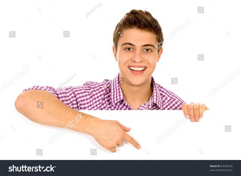 man pointing   blank board stock photo  shutterstock