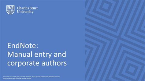 endnote manual entry  corporate authors youtube