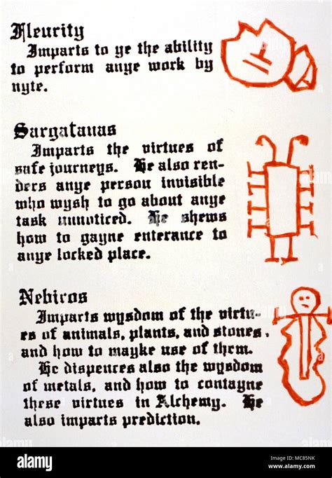grimorio pagina de  grimorio ingles del siglo xvi  las descripciones de los demonios