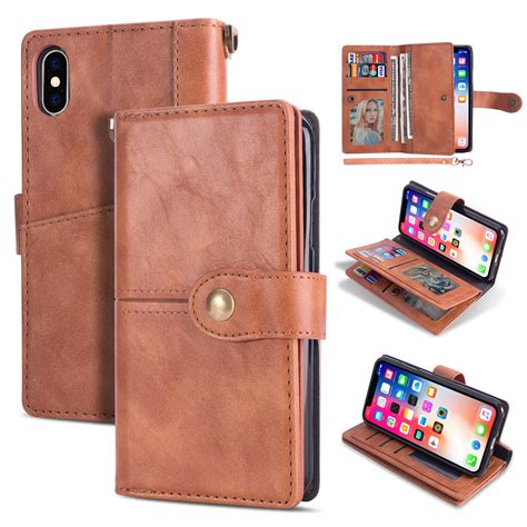 iphone xs wallet case iphone  case allytech vintage style pu leather folio flop secure fit