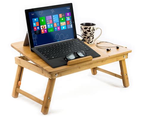 aleratec bamboo laptop stand lap desk  devices    inches
