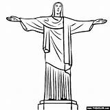 Christ Redeemer Drawing Coloring Clipart Statue Pages Rio Janeiro Brazil Famous Places Sketch Clip Landmarks Thecolor Draw Drawings Color Pencil sketch template