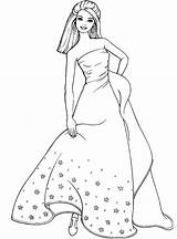 Coloring Pages Dresses Dress Barbie Princess Popular sketch template