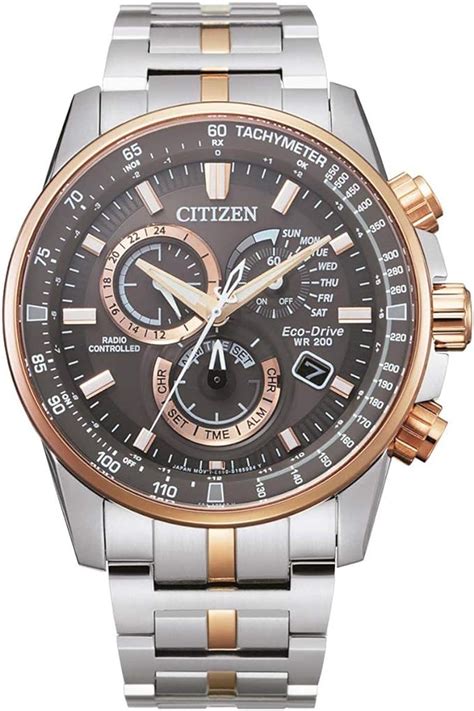 amazoncom mens citizen eco drive pcat chronograph  tone  cb  watches