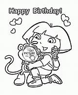 Birthday Coloring Happy Pages Kids Holiday Line Drawing Dora Getdrawings Wuppsy Printables sketch template