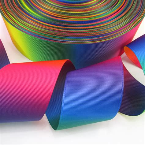 mm rainbow double side rainbow ribbon printed polyester ribbon