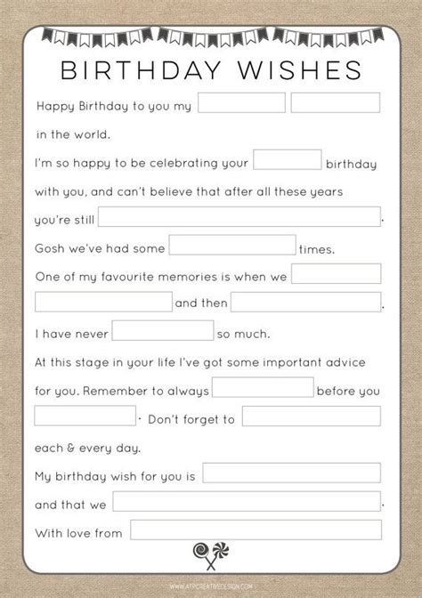 Birthday Mad Libs Printable Free Printable Templates