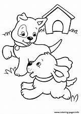 Coloring Puppy Pages Playing Pups Printable Color sketch template