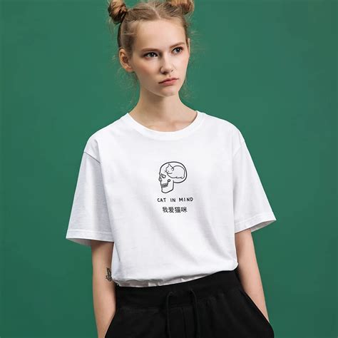 creative design skull print cute  shirt women summer harajuku fashion