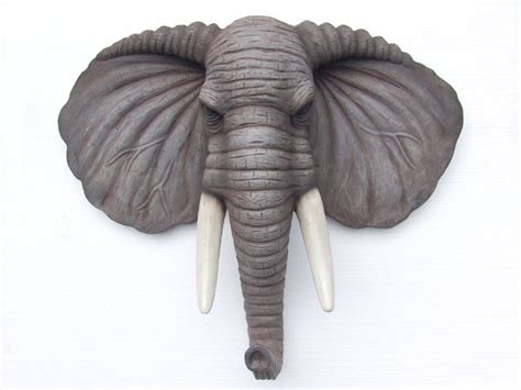 elephant head wall mount statue