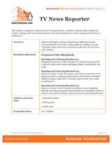 tv news reporter book report printable reading extension activity