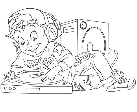 dj boy coloring page  printable coloring pages  kids