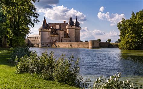 wallpapers chateau sully sur loire medieval loire castle summer lake  fortress