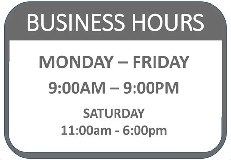 printable business hours sign template template  resume examples