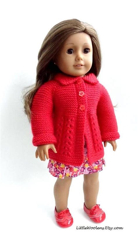 Hand Knitted 18 Inch American Girl Doll Clothing Red Jacket Etsy