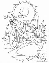 Coloring Bicycle Sun Cartoon Pages Racing Against Kids sketch template
