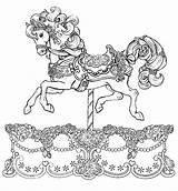 Coloring Pages Horse Carousel Beautiful Colouring Drawing Color Printable Animals Animal Carriage Merry Unicorn Go Tocolor Horses Adults Round Template sketch template