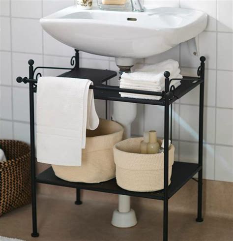 tidy bathroom  ikea ronnskar sink shelf  perfect