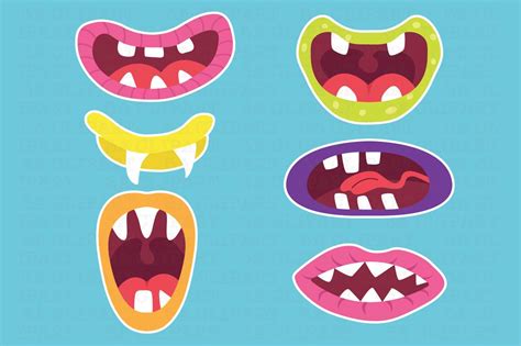 Cute Monster Mouths Clipart ~ Illustrations ~ Creative Market