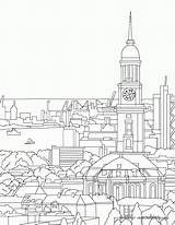 Coloring Germany Pages Hamburg Orleans St Michaelis Skyline Protestant Church Drawing Adult Famous Places Popular Sketch Ausmalbilder Besuchen Getdrawings Hellokids sketch template