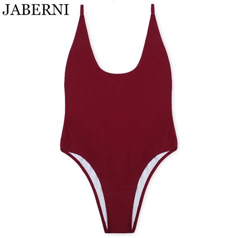 Jaberni Sexy One Piece Swimsuit Backless Solid Bathing Suit Women