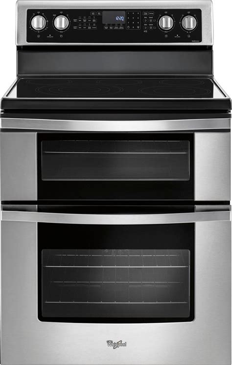 whirlpool  cu ft  cleaning freestanding double oven electric convection range