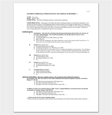literature review outline templates  word