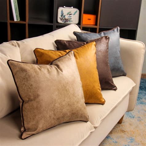 cm pu cushion covers faux leather pillow cover bed sofa pillowcase retro brown ebay
