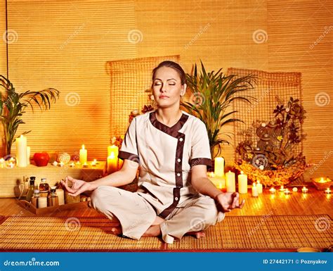 bamboo massage  spa  woman stock image image  position care