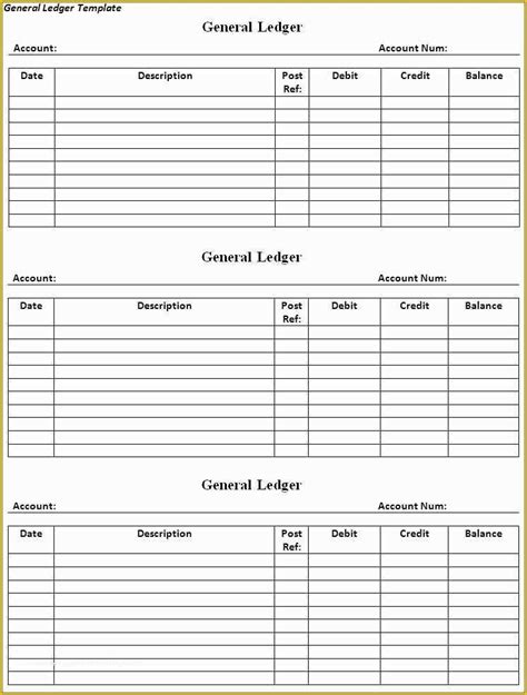accounting general ledger template  general ledger template