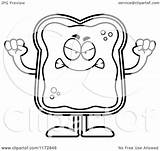Toast Coloring Cartoon Mascot Jam Mad Clipart Outlined Vector Cory Thoman French Royalty Template sketch template