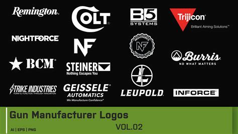 artstation gun manufacturer logos vector drawings vol  game assets