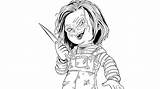 Coloring Pages Chucky Doll Bride Voodoo Colouring Template Play sketch template