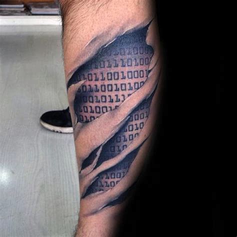 30 binary tattoo designs for men coded ink ideas