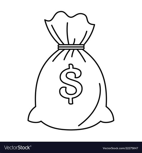 money bag icon outline style royalty  vector image