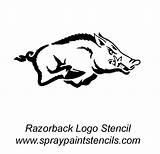 Razorback Arkansas Razorbacks Stencil Logo Clip Hog Pig Sooie Silhouette Woo Printable Party Crafts Outline Clipart Cute Projects Cliparts Paint sketch template