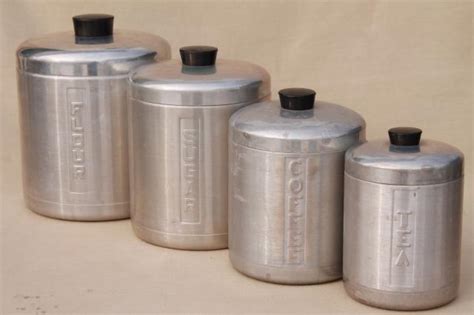 vintage spun aluminum canisters mid century retro kitchen canister set