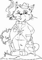 Fat Cat Smoking Coloring Cigar sketch template