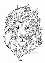 Lion Calming Swirls Geometric sketch template