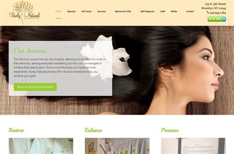 purely natural spa website physician portfolio website physician