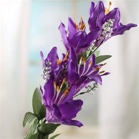purple artificial lily stem spring flowers floral supplies craft